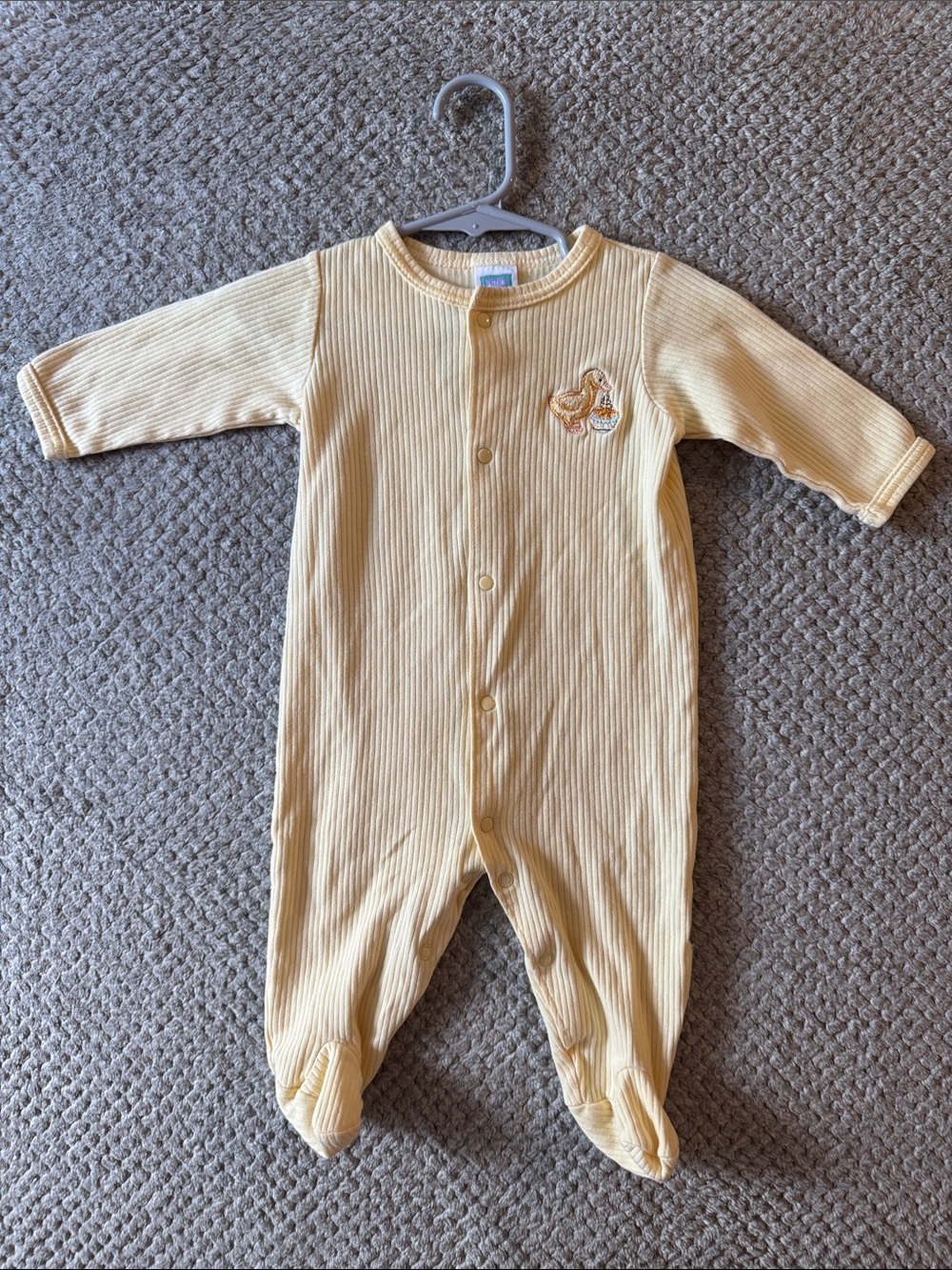 Vintage Y2K Little Me Yellow Ribbed Footed Baby One-Piece
